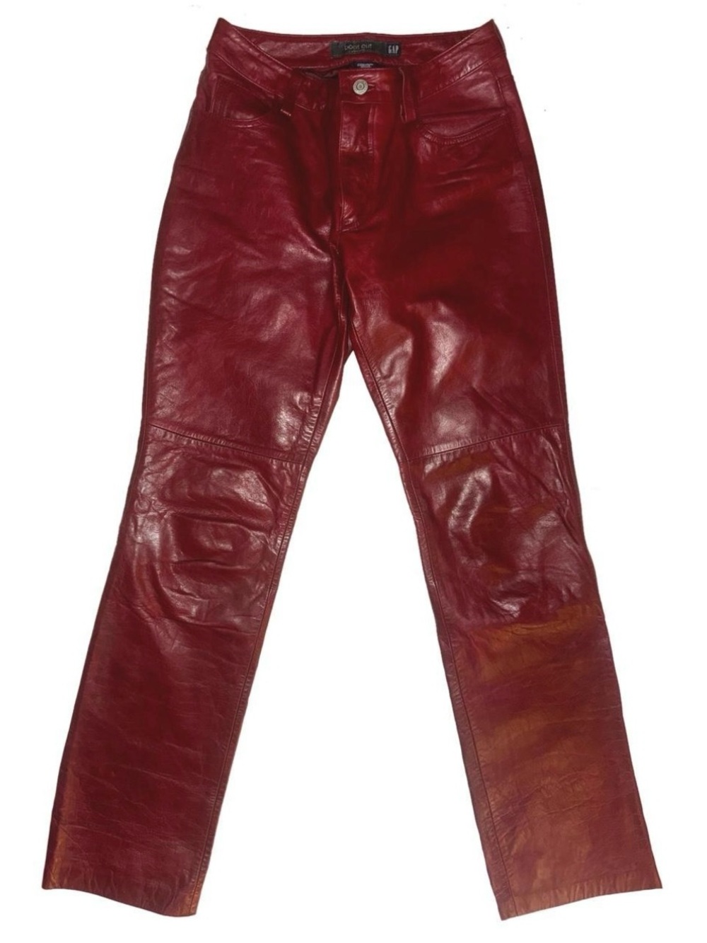 Vintage Burgundy Red Flared Leather Pants